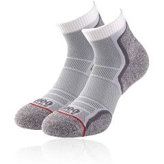 1000 Mile Run Anklet Socks Ladies - White/Grey - Small (2xPairs)