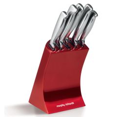 Morphy Richards Accents 5pc Knife Set & Block Red