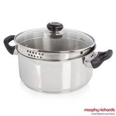 Morphy Richards Equip 24cm Casserole with Glass Lid Stainless Steel