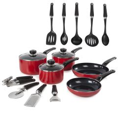 Morphy Richards Equip 5pc Pan Set Red with Utensils