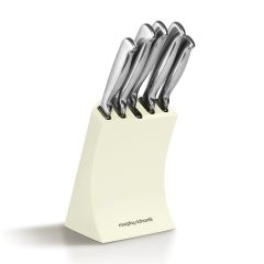 Morphy Richards Accents 5pc Knife Set with Block Ivory Cream