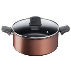 Tefal Resource 24cm Non-Stick Casserole Brown with Glass Lid