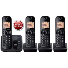 Panasonic DECT Cordless Telephone with Call Blocker & Answer Machine Black (Quad)
