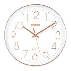 Tower 30cm Quartz Round Wall Clock White/Rose Gold